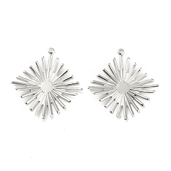 Платинированный Латунные подвески, ромб прелести, Реальная платина, 31x29x2 мм, отверстие : 1 мм