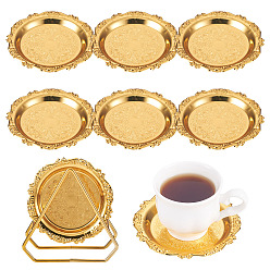 Золотой 6шт. железный поднос, лоток для хранения, с 1подставкой из железа для ПК, органайзер для косметических украшений, золотые, 100x8 мм, внутренний диаметр: 68 мм
