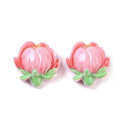 Rose Nacré Cabochons décodés en résine opaque, fleur, perle rose, 11.5x10.5x5.5mm