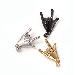 Mixed Color 304 Stainless Steel ASL Pendants, Gesture for I Love You, Mixed Color, 37x28x11.5mm, Hole: 8x5mm