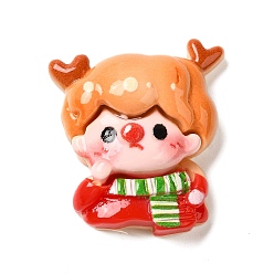 Human Рождественская серия милые непрозрачные смоляные декоден кабошоны, мальчик с оленьим рогом, человек, 28x26x10 мм