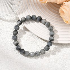 Pierre D'œil D'aigle Bracelets extensibles en perles rondes de pierre œil d'aigle naturelle pour femmes et hommes, perles: 8 mm, diamètre intérieur: 1.97 pouce (5 cm)