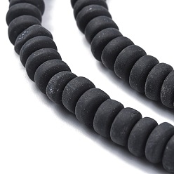 Black Handmade Polymer Clay Beads Strands, for DIY Jewelry Crafts Supplies, Flat Round, Black, 6~7x3mm, Hole: 1.5mm, about 113~116pcs/strand, 15.55 inch~16.14 inch(39.5~41cm)