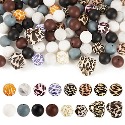 (52) Непрозрачная лаванда 80экологически чистые силиконовые шарики для пищевых продуктов, разнообразные, разноцветные, 14~21 мм, отверстие : 2 мм, 17 стиль