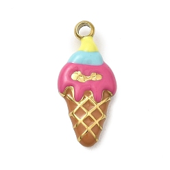 Ice Cream 304 нержавеющей стальной эмали подвески, пищевые чары, ионное покрытие (ip), реальный 18 k позолоченный, мороженое, 18x8x3.5 мм, отверстие : 1.6 мм