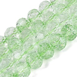 Light Green Crackle Transparent Glass Beads Strands, Round, Faceted(32 Facets), Light Green, 7.5~8mm, Hole: 1.2~1.4mm, about 47~48pcs/strand, 13.78~13.98 inch(35~35.5cm)