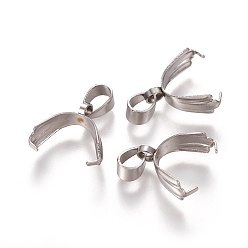 Нержавеющая Сталь Цвет Устойчивы к потускнению 304 защелки из нержавеющей стали, щепотка под залог для изготовления кулона, цвет нержавеющей стали, 13x13x6 мм, отверстие : 4x3 мм, внутренний диаметр: 10 мм