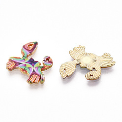 Coloré Pendentifs en alliage imprimés, or et de lumière, charmes de crabe, colorées, 19.5x20x1.5mm, Trou: 0.6mm