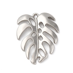 Платина Подвески из сплава , лист, без свинца и без кадмия, платина, 34x26.5x3 мм, отверстие : 2 мм