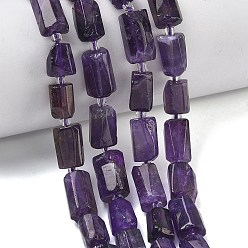 Аметист Природный аметист нитей бисера, колонка, граненые, с бисером, 7.5~12.5x6~7.5x6~8 мм, отверстие : 0.8~1.2 мм, около 30~34 шт / нитка, 15.35''~17.32'' (39~44 см)