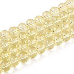 Бледно-Золотистый Краска для выпечки, прозрачные стеклянные бусины, нити, круглые, бледно золотарник, 8~8.5 мм, отверстие : 1.4 мм, около 102~104 шт / нитка, 29.92~30.31 дюйм (76~77 см)