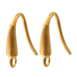 Настоящее золото 18K 304 нержавеющей стали серьги крюков, аксессуары для серег своими руками, реальный 18 k позолоченный, 14.5x13.5x3 мм, отверстие : 1.6 мм