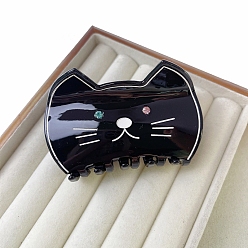 Черный Пластиковые зажимы когтя волос, форма кошки, чёрные, 80x50 мм