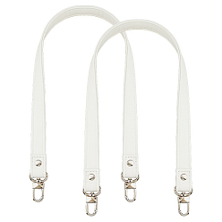 Белый 2 шт. ремни для сумок из искусственной кожи, с сплава цинка застежками, для аксессуаров для замены сумок, платина, белые, 64x2x0.45 см