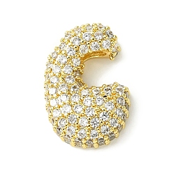 Letter C Подвески из латуни с покрытием из прозрачного кубического циркония, без кадмия и без свинца, долговечный, алфавит, реальный 18 k позолоченный, буква С, 17x12x5 мм, отверстие : 3x1.8 мм
