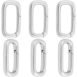 Нержавеющая Сталь Цвет 6шт. пружинные затворные кольца из нержавеющей стали, прямоугольные, цвет нержавеющей стали, 19x10x3 мм