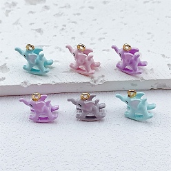 (52) Непрозрачная лаванда Подвески из эмали и сплава, Слон прелести, золотые, разноцветные, 14x14x7 мм, отверстие : 1.5 мм