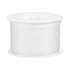 Blanc Cordon milan en polyamide, cordon torsadé, ronde, pour création de noeud chinois, blanc, 2.5mm, environ 27.34 yards (25m)/rouleau