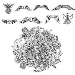 Античное Серебро Набор для поиска ювелирных изделий из феи своими руками, включая бусины и подвески из сплава, крыло и ангел и бабочка, античное серебро, 80 шт / коробка