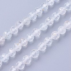 Прозрачный Бусины из натурального белого топаза, граненые, круглые, 4~4.5 мм, отверстие : 0.6 мм, около 90~100 шт / нитка, 14.5~16.1 дюйм (37~41 см)