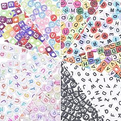 Mixed Color Alphabet Acrylic Beads, Mixed Shapes, Mixed Color, 1200pcs/set