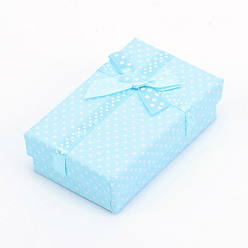 Темно-Голубой Картон ожерелье коробки с бантом и губкой внутри, для ожерелья и подвески, прямоугольные, глубокое синее небо, 80x50x25 мм