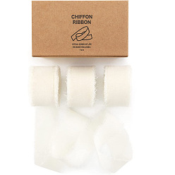 (404) Непрозрачное AB Кислое яблоко Шифоновая лента из полиэстера, Лента с необработанными краями для изготовления украшений своими руками, подарочная упаковка, цветочный белый, 1-1/2 дюйм (38 мм), около 7.11 ярдов (6.5 м) / рулон