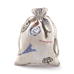 Разноцветный Упаковочные мешки из поликоттона (полиэстер), с печатной Эйфелевой башней, красочный, 18x13 см