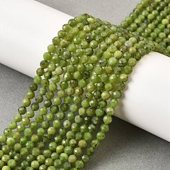 Другие Нефриты Бусы из натурального канадского нефрита, граненые, класс АА, круглые, 4 мм, отверстие : 0.7 мм, около 94 шт / нитка, 15.16'' (38.5 см)