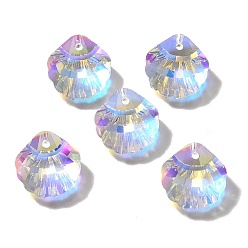 Прозрачный АВ Стеклянные подвески, формы раковины, AB цвет, граненые, ясно AB, 16x16x6.5 мм, отверстие : 1.5 мм