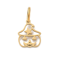 Тыква Тема Хэллоуина 304 подвески из нержавеющей стали, золотые, тыква, 12x10x1 мм, отверстие : 5x3 мм