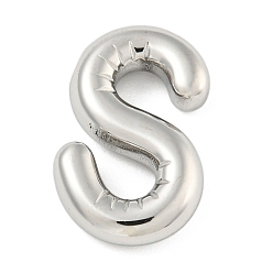Letter S Не тускнеющие 304 подвески из нержавеющей стали, шарм-буква, Письмо с, 23.5x15x5 мм, отверстие : 2x1.5 мм