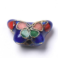 Mixed Color Handmade Cloisonne Beads, Flower, Mixed Color, 15x10~11x6~7mm, Hole: 1.5mm