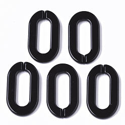 Black Opaque Acrylic Linking Rings, Quick Link Connectors, for Cable Chains Making, Oval, Black, 36x21x4mm, Inner Diameter: 24x8mm