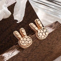 Настоящее золото 18K Латунь серьги, кролик, реальный 18 k позолоченный, 10.5x7 мм