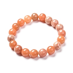 Calcite Natural Peach Calcite Round Beads Stretch Bracelet for Her, Bead: 10~10.5mm, Inner Diameter: 2-1/8 inch(5.3cm)