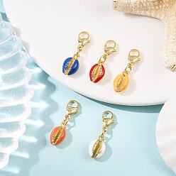 (52) Непрозрачная лаванда Подвески из сплава с эмалью, с 304 из нержавеющей стали Lobster Claw застежками, оболочка, разноцветные, 26 мм