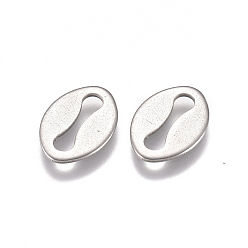 Stainless Steel Color Tarnish Resistant 304 Stainless Steel Slice Chain Tabs, Chain Extender Connectors, Oval, Stainless Steel Color, 10x7x0.6mm, Hole: 1.5x7.5mm