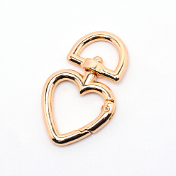Золотой Застежками сплава поворотные, поворотный карабин-лобстер, сердце, золотые, 44.5x26.5x5.5 мм, отверстие : 14x6.5 мм