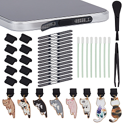 (52) Непрозрачная лаванда Силиконовые мобильные пылезащитные заглушки, с помощью поролоновых палочек, нейлоновая щетка для чистки телефонов от пыли, пластиковый антистатический пинцет с шариками, пылезащитная сетка-наклейка для телефона из сплава, пластиковый пылезащитный мобильного пробки, разноцветные