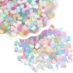 Couleur Mélangete 600 pièces de perles de verre de style banc à étirer, trou rond, colonne, couleur mixte, 6~7x3.5~4mm, Trou: 1.2~1.6mm