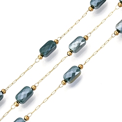 Настоящее золото 18K Цепочки из хрустальных бусин ручной работы, для ожерелья браслеты решений, с 304 цепями из нержавеющей стали, пайки, с катушкой, реальный 18 k позолоченный, 7x4x3.5 мм, бусины : 2 мм диаметром, Ссылки: 2x1.5x0.2 мм & 2.5x1x0.2 мм, Интервал: 19 мм, около 32.81 футов (10 м) / рулон