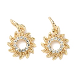 Золотой Латунные микро проложить кубического циркония подвески, солнечные чары, стойки покрытие, долговечный, с целью перехода в кольце, золотые, 13x10.5x2 мм, отверстие : 4.2 мм
