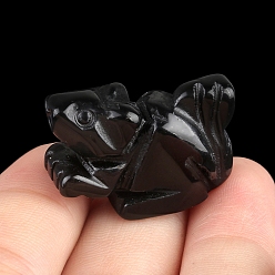 Обсидиан Резные фигурки белок из натурального обсидиана, для украшения рабочего стола домашнего офиса, 15~20x26~28 мм