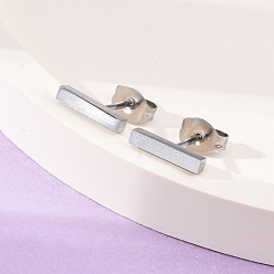 Нержавеющая Сталь Цвет Устойчивые к потускнению кубовидные 304 серьги-гвоздики из нержавеющей стали, гипоаллергенные серьги, серьги альпиниста, цвет нержавеющей стали, 10x2x1.8 мм, штифты : 0.8 мм