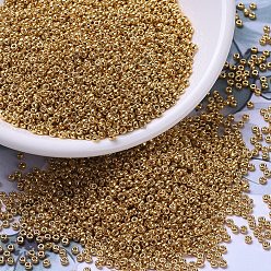 (RR4203) Гальванический Желто-золотой Дуракоат Миюки круглые бусины рокайль, японский бисер, 11/0, (rr 4203) дюракаль оцинкованное желтое золото, 11/0, 2x1.3 мм, отверстия : 0.8 mm, около 50000 шт / фунт