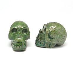 Verde Perlas cráneo pirita naturales teñidos, sin agujero / sin perforar, verde, 35x32x48 mm
