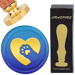 Paw Print Латунная восковая печать с деревянной ручкой, для diy scrapbooking, отпечаток лапы, 25 мм