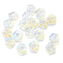 Clear AB Handmade Lampwork Beads, Flower, Clear AB, 12mm, Hole: 1mm