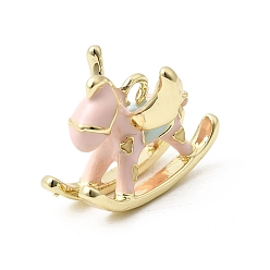 Золотой Подвески из эмали и сплава, лошадка прелести, золотые, 16x20.5x12 мм, отверстие : 1.8 мм